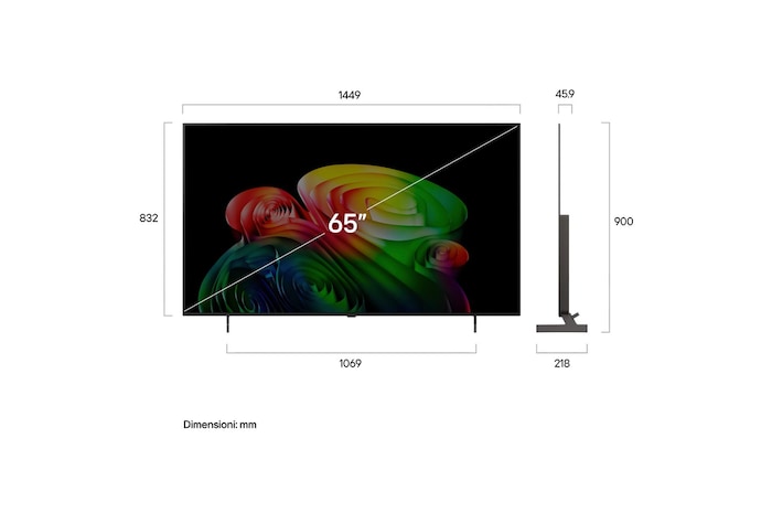 Immagine dimensioni TV OLED65B6ELC 2026